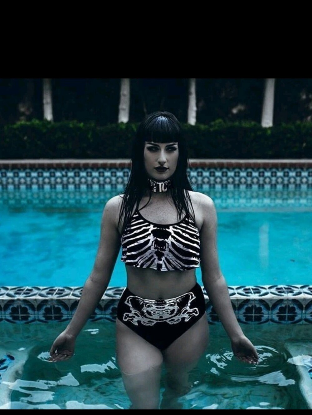 Dolls Kill Killstar Women's Bikini Tankini Skeleton Swim Suit Size Large